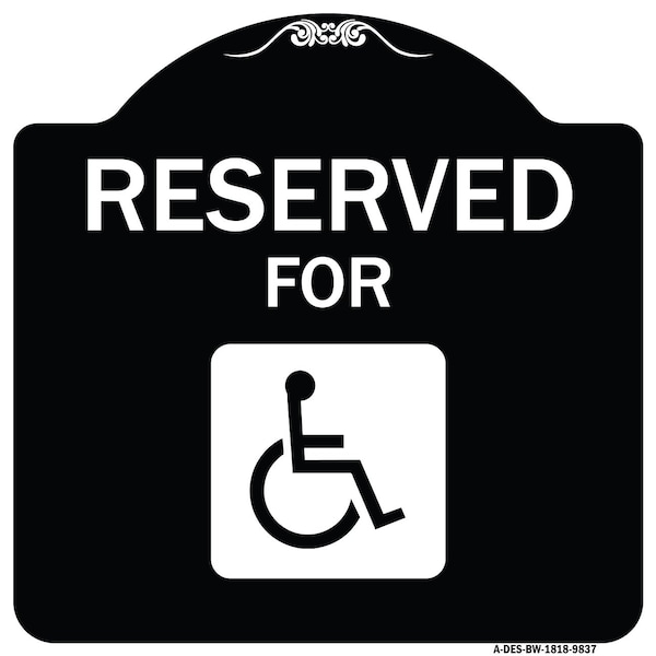 Designer Series-Graphic Handicapped Reserved Black & White, 18" x 18", BW-1818-9837